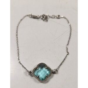 Dainty Dayadema .925 Sterling Silver w Aquamarine Crystal Bracelet Made in Italy